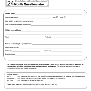 2 Year Development Check Questionnaire
